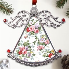 Floral Elements Peony Chinese Rose Metal Angel With Crystal Ornament