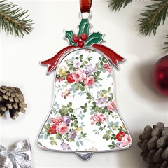 Floral Elements Peony Chinese Rose Metal Holly Leaf Bell Ornament