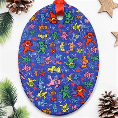 Grateful Dead Dancing Bears Pattern Ornament (oval)