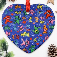 Grateful Dead Dancing Bears Pattern Ornament (heart)