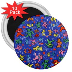 Grateful Dead Dancing Bears Pattern 3  Magnets (10 Pack) 