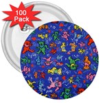 Grateful Dead Dancing Bears Pattern 3  Buttons (100 pack)  Front