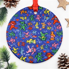 Grateful Dead Dancing Bears Pattern Round Ornament (two Sides)