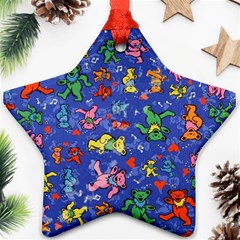 Grateful Dead Dancing Bears Pattern Star Ornament (two Sides)