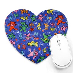 Grateful Dead Dancing Bears Pattern Heart Mousepad