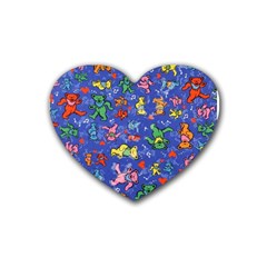 Grateful Dead Dancing Bears Pattern Rubber Heart Coaster (4 Pack) by Salmanaz77