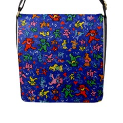 Grateful Dead Dancing Bears Pattern Flap Closure Messenger Bag (l)