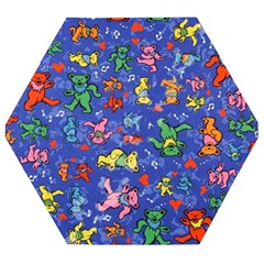 Grateful Dead Dancing Bears Pattern Wooden Puzzle Hexagon by Salmanaz77