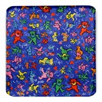 Grateful Dead Dancing Bears Pattern Square Glass Fridge Magnet (4 pack) Front