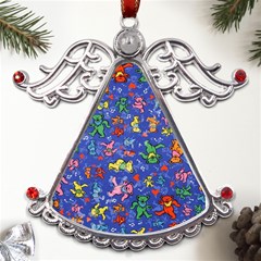 Grateful Dead Dancing Bears Pattern Metal Angel With Crystal Ornament