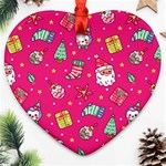 cute pink christmas pattern Ornament (Heart) Front