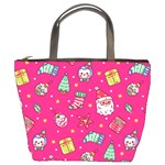 cute pink christmas pattern Bucket Bag Front