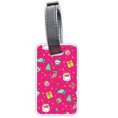 Cute Pink Christmas Pattern Luggage Tag (one Side) by designsbymallika