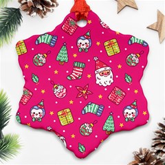 Cute Pink Christmas Pattern Ornament (snowflake)