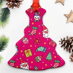 Cute Pink Christmas Pattern Christmas Tree Ornament (two Sides)