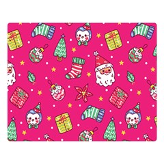 Cute Pink Christmas Pattern Premium Plush Fleece Blanket (large) by designsbymallika