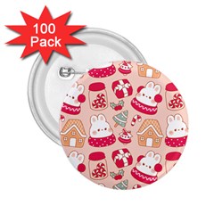 Cute Christmas Cartoon 2 25  Buttons (100 Pack) 