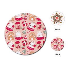 Cute Christmas Cartoon Playing Cards Single Design (round)