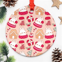 Cute Christmas Cartoon Round Ornament (two Sides)