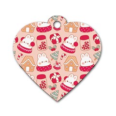 Cute Christmas Cartoon Dog Tag Heart (one Side)