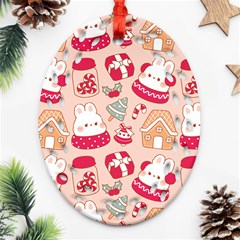 Cute Christmas Cartoon Oval Filigree Ornament (two Sides)