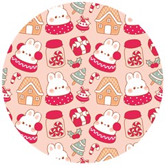 Cute Christmas Cartoon Wooden Puzzle Round