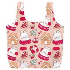 Cute Christmas Cartoon Full Print Recycle Bag (xxl)