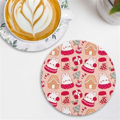 Cute Christmas Cartoon Uv Print Round Tile Coaster