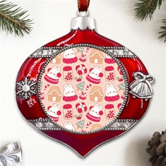 Cute Christmas Cartoon Metal Snowflake And Bell Red Ornament