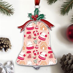 Cute Christmas Cartoon Metal Holly Leaf Bell Ornament