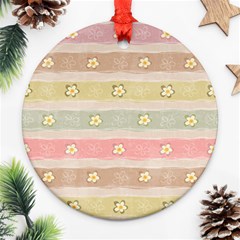 Stripes Floral Designs Round Ornament (two Sides)