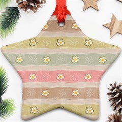 Stripes Floral Designs Star Ornament (two Sides)