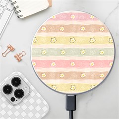 Stripes Floral Designs Wireless Fast Charger(white) by designsbymallika