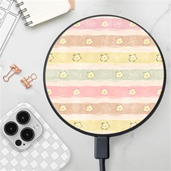 Stripes Floral Designs Wireless Fast Charger(black) by designsbymallika