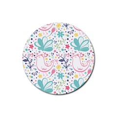 Cute Bird Pattern Rubber Coaster (round) by designsbymallika