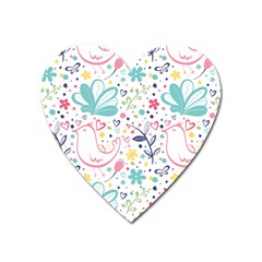 Cute Bird Pattern Heart Magnet by designsbymallika