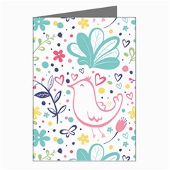 Cute Bird Pattern Greeting Cards (pkg Of 8)