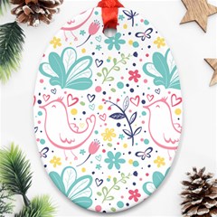 Cute Bird Pattern Oval Ornament (two Sides)