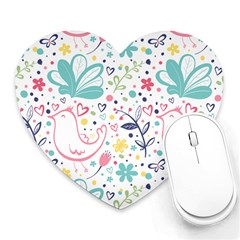 Cute Bird Pattern Heart Mousepad by designsbymallika