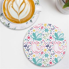 Cute Bird Pattern Uv Print Round Tile Coaster by designsbymallika