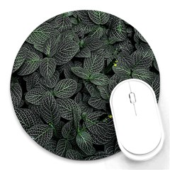 Leaves Plant Foliage Green Round Mousepad by Cemarart