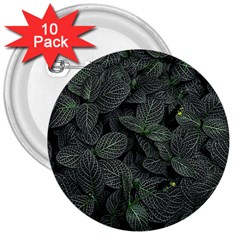 Leaves Plant Foliage Green 3  Buttons (10 Pack)  by Cemarart