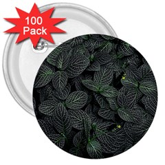 Leaves Plant Foliage Green 3  Buttons (100 Pack)  by Cemarart