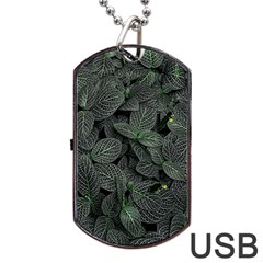 Leaves Plant Foliage Green Dog Tag Usb Flash (one Side) by Cemarart