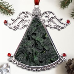 Leaves Plant Foliage Green Metal Angel With Crystal Ornament