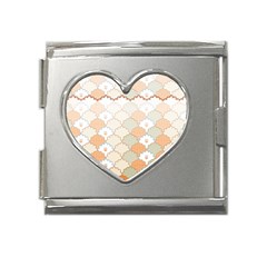 Shells Pattern Mega Link Heart Italian Charm (18mm)