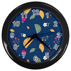 Cute Korean Pattern Wall Clock (black) by designsbymallika