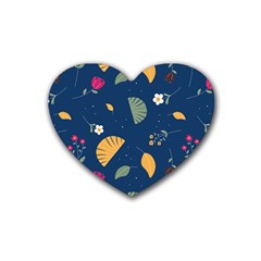 Cute Korean Pattern Rubber Heart Coaster (4 Pack) by designsbymallika