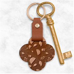 Cute Korean Pattern Engraved Wood Key Chain by designsbymallika