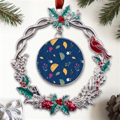 Cute Korean Pattern Metal X mas Wreath Holly Leaf Ornament